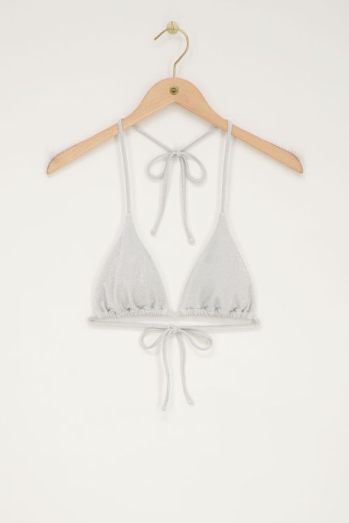 Zilverkleurige bikini top triangel met lurex