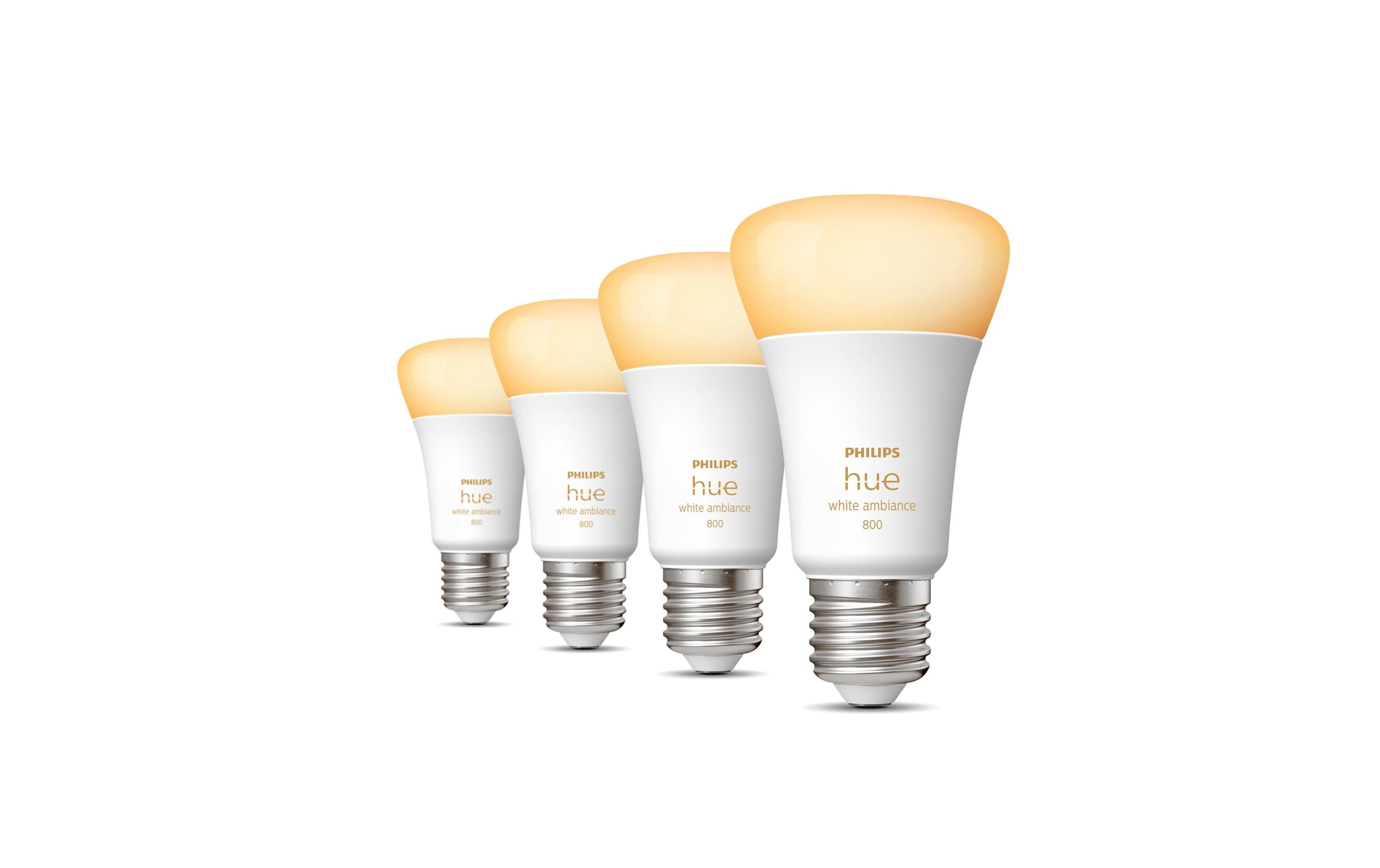 Leuchtmittel White Ambiance E27 Viererpack 4 x 570 lmPer Bluetooth steuerbares Hue E27-Leuchtmittel