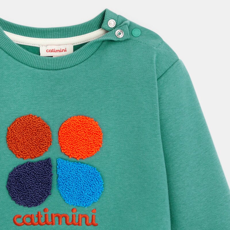 Sweat bébé molleton brodé vert bleuté naissance Catimini Vert