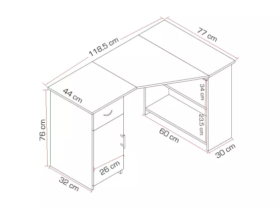 Bureau d'angle en bois Bureau Linzia