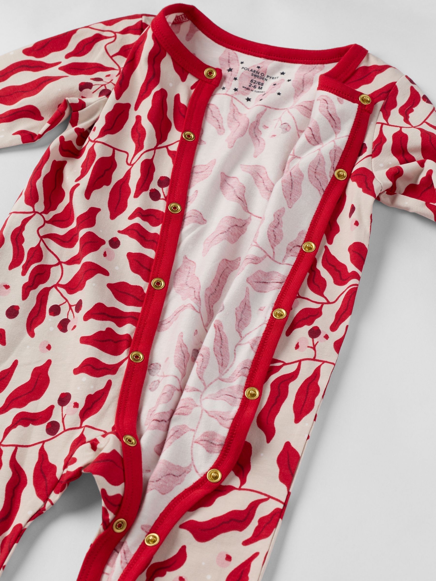 Polarn O. Pyret Organic Cotton Christmas Berry Print Sleepsuit
