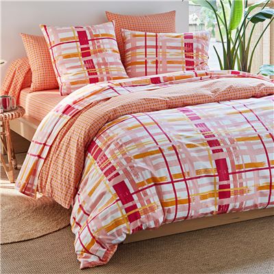 Linge de lit carreaux graphiques