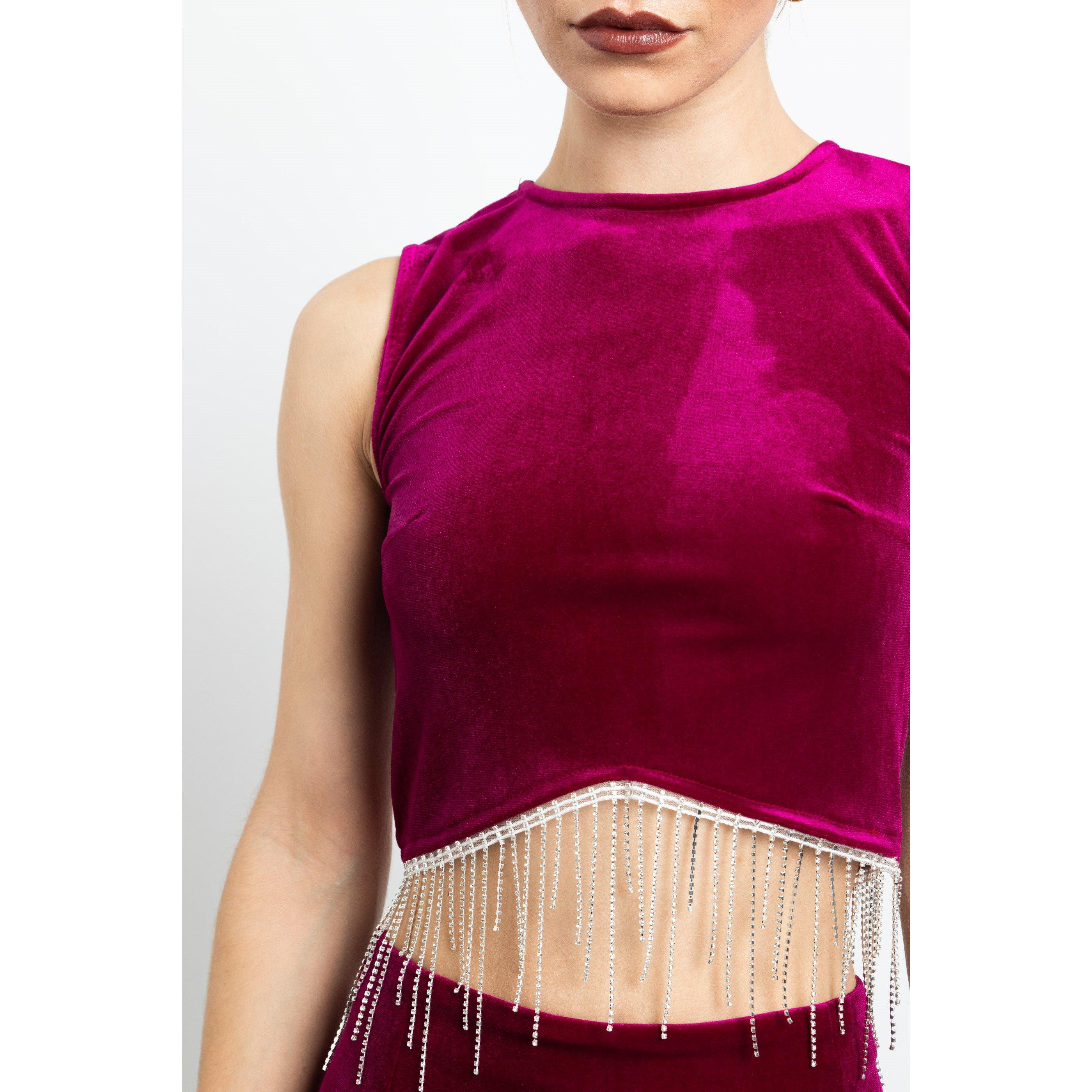 Daisy Street Velvet Crop Top