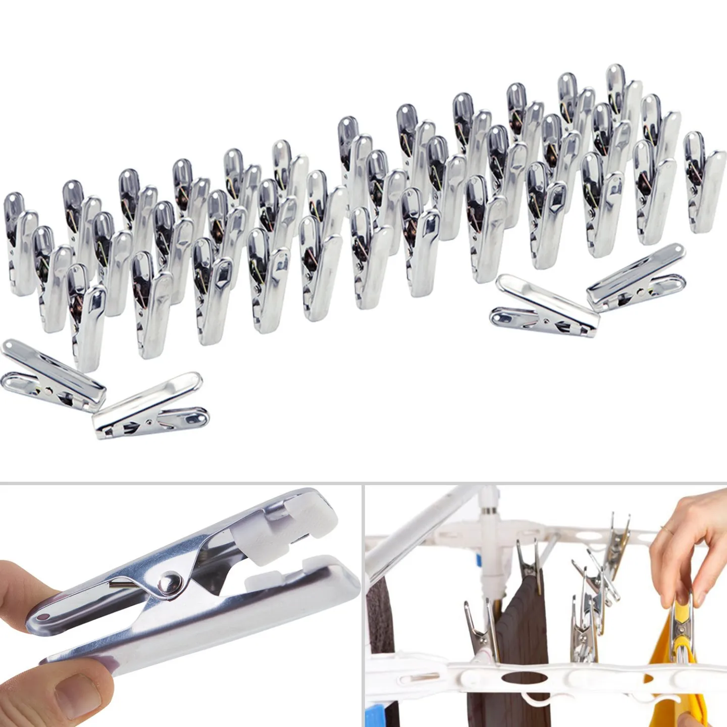 40 pinces à linge inox, pinces incassables, inusables, ne rouillent pas