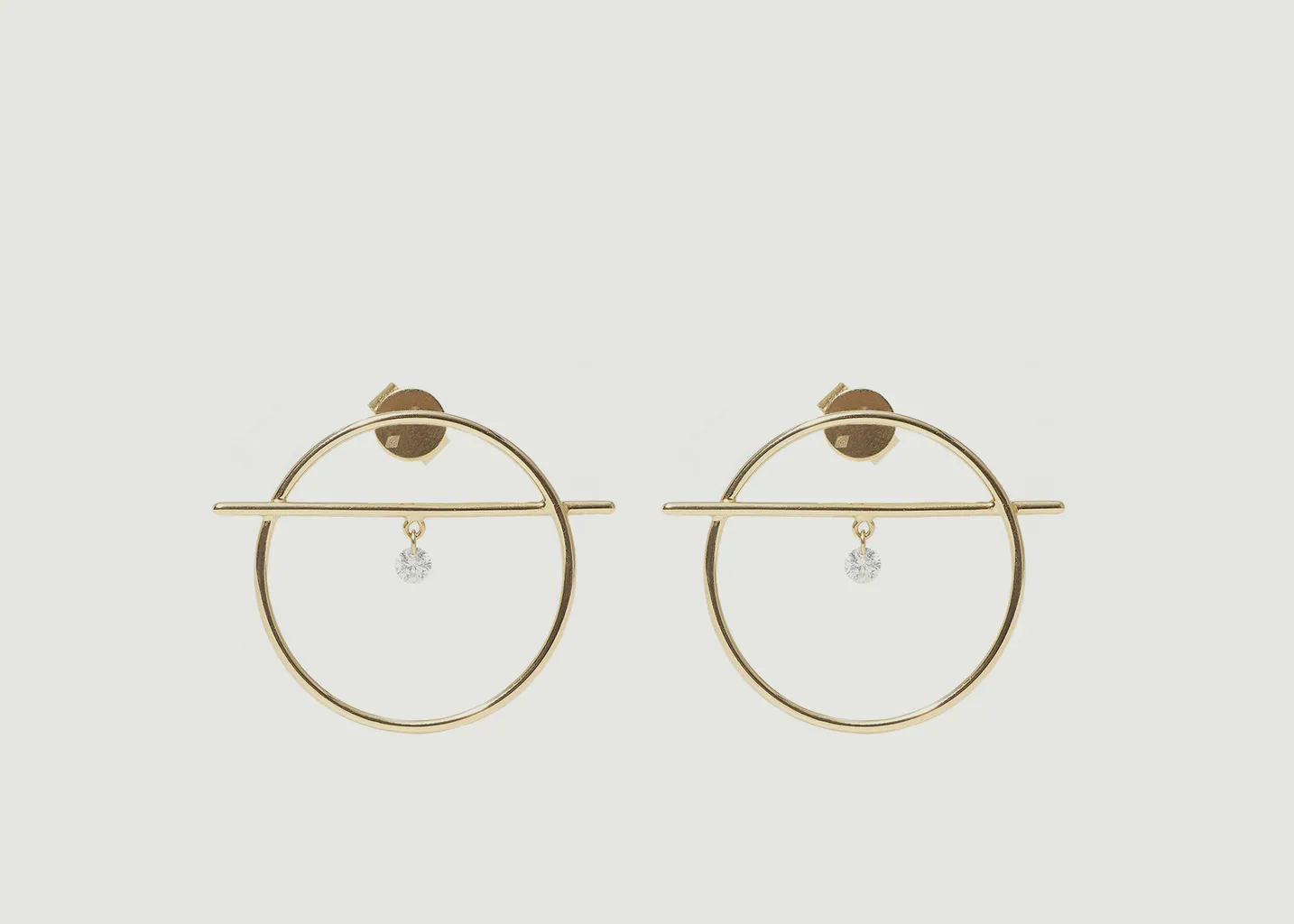 Boucles d'oreilles pendantes or et diamant Fibule XS Persée Paris