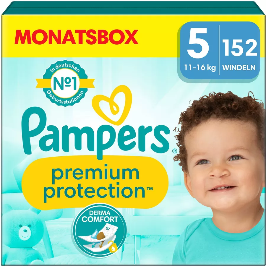 Pampers Premium Protection, Gr. 5 Junior, 11-16kg, Monatsbox (1x 152 Windeln)