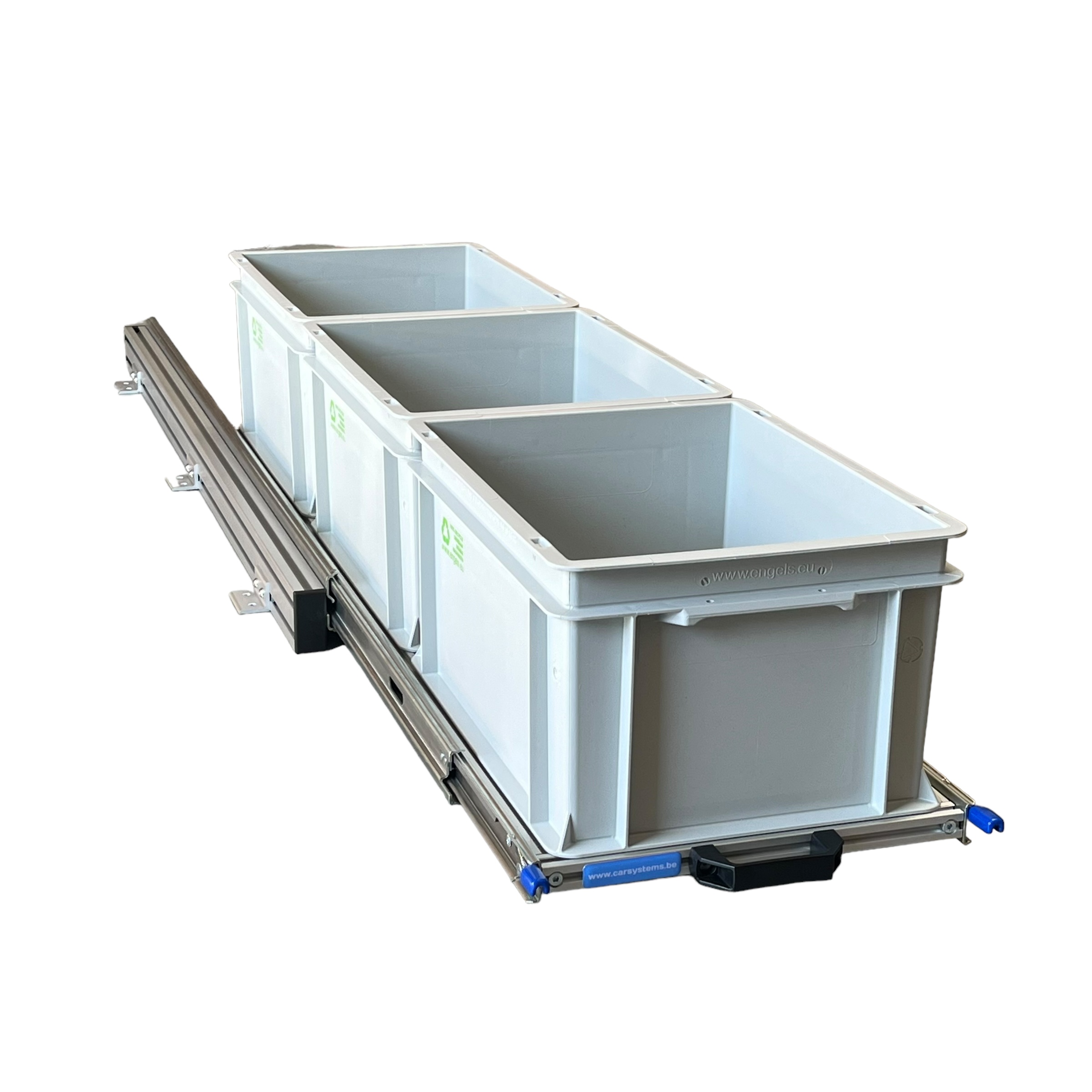 Aluminium 120x30 cm camper schuifframe met 3 open bakken