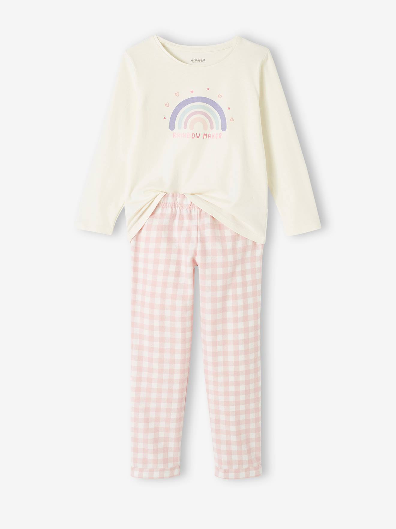 Pijama de flanela tricotada rosa 