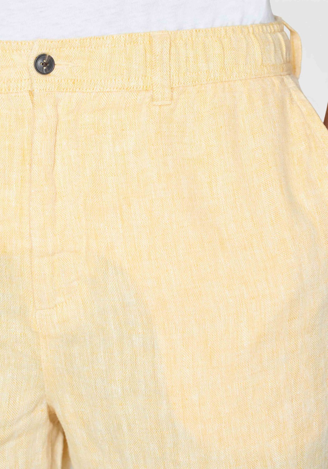 Knowledge Cotton Apparel Leinenshorts Fig Loose Herringbone Shorts Misted Yellow