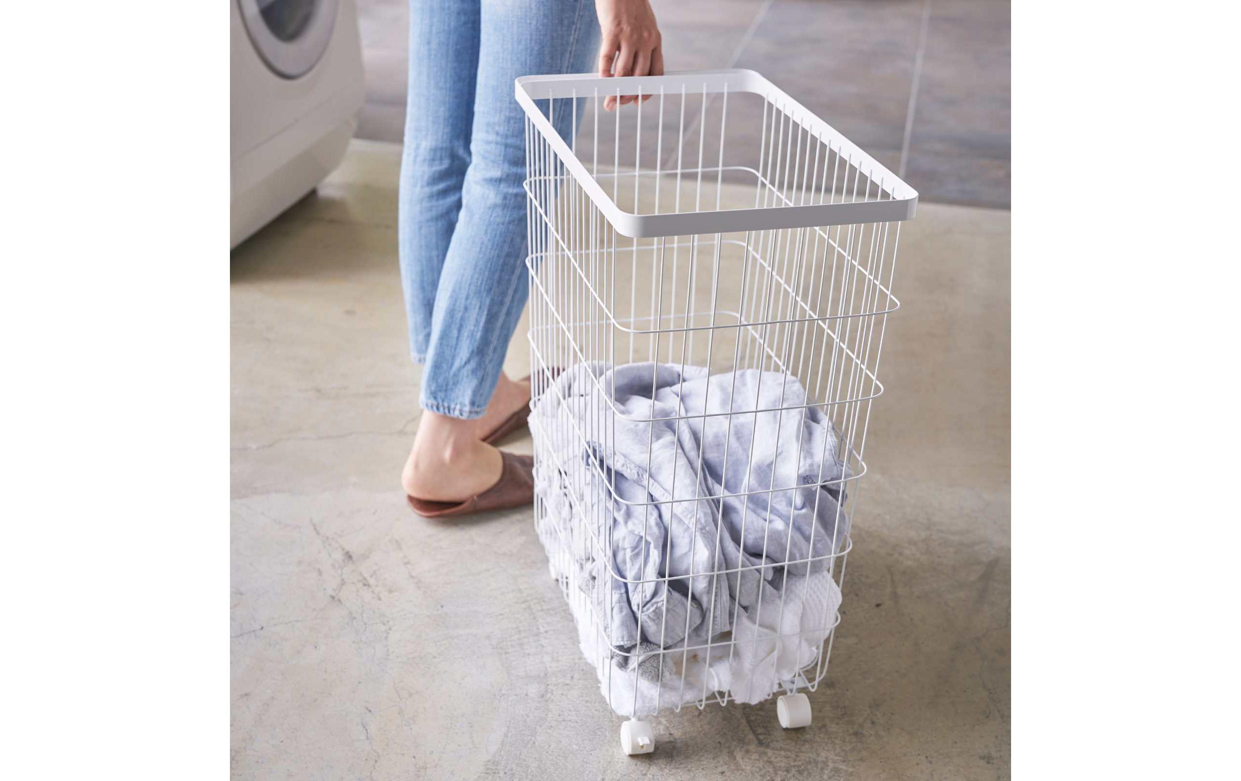 Wäschekorb Tower 50 l, Weiss<br>Wäschekorb mit Rollen