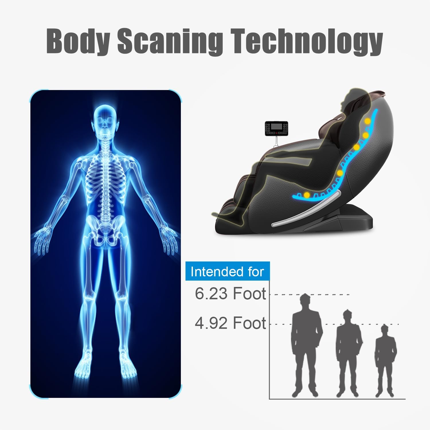 Poltrona de Massagem Real Relax, Corpo Inteiro com Gravidade Zero, Trilho SL, Massagem Shiatsu, Aquecimento, Escaneamento Corporal, Rolo de Massagem para os Pés, Controle por Aplicativo e Bluetooth, Favor-06 Marrom