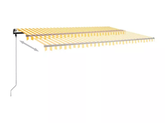 Auvent manuel rétractable sur pied 500x350 cm Jaune/Blanc
