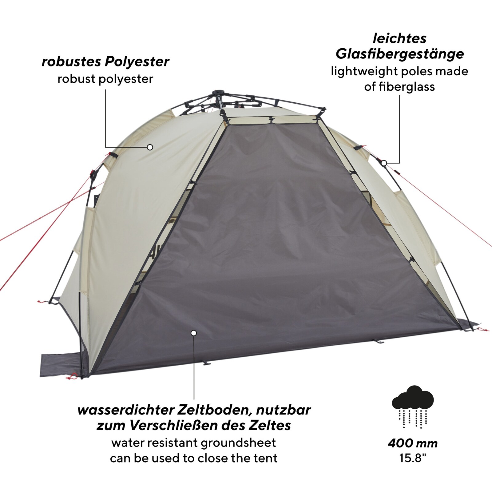 UQUIP Automatik Strandmuschel Speedy Strandzelt Reise Wind Sonnen Schutz UV50+ Farbe: petrol
