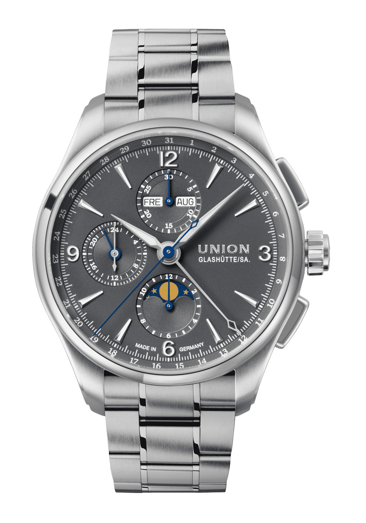 Union Glashütte SA. Belisar Chronograph Mondphase Grau