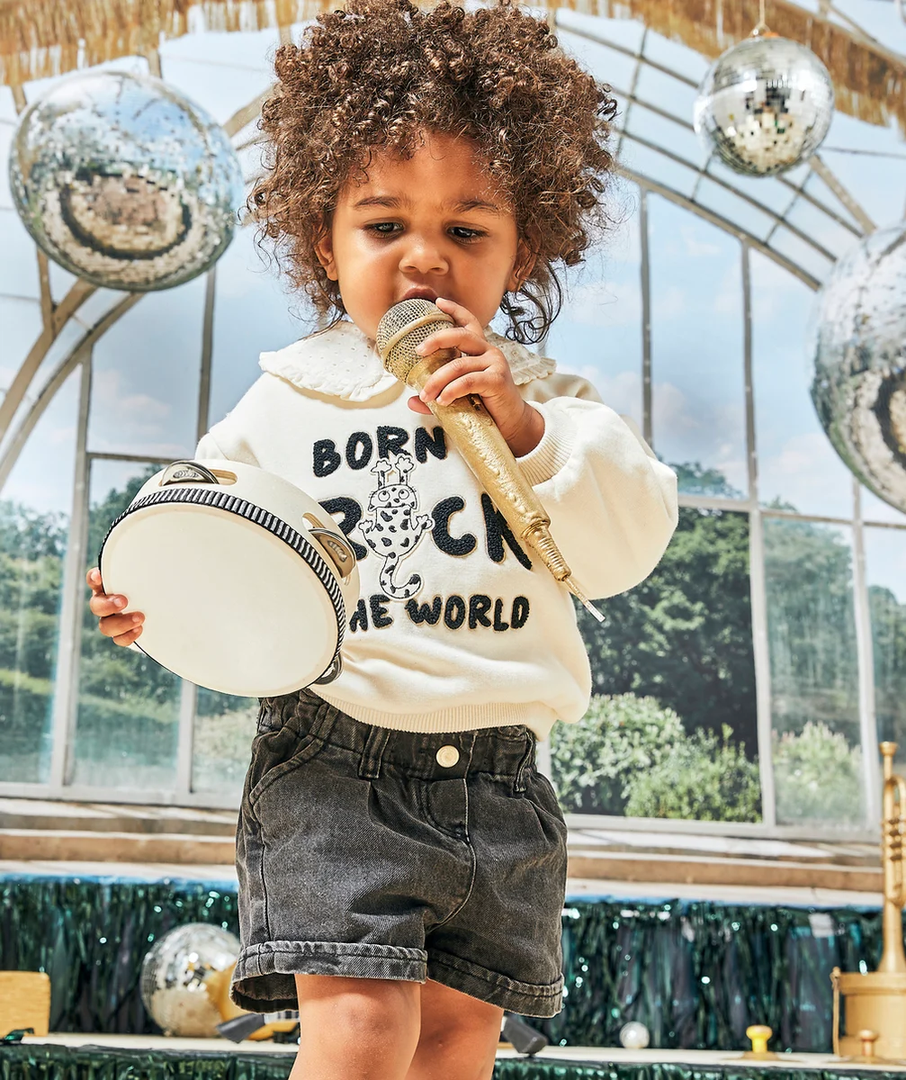 SHORT BÉBÉ FILLE EN DENIM NOIR LESS WATER