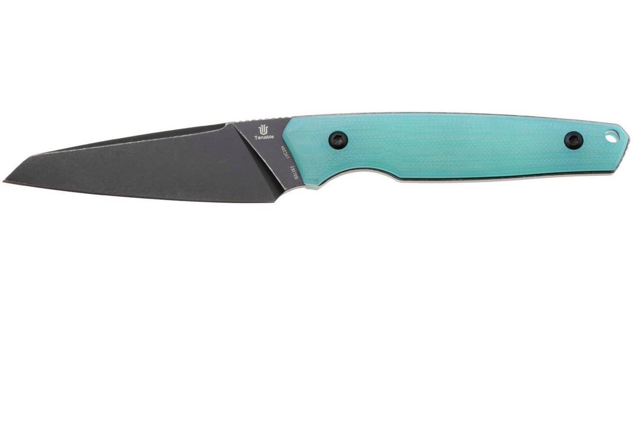 Tenable Knives Parr G011B3 Blackwashed 14C28N, Blue G10, vaststaand mes Jonathan Styles design