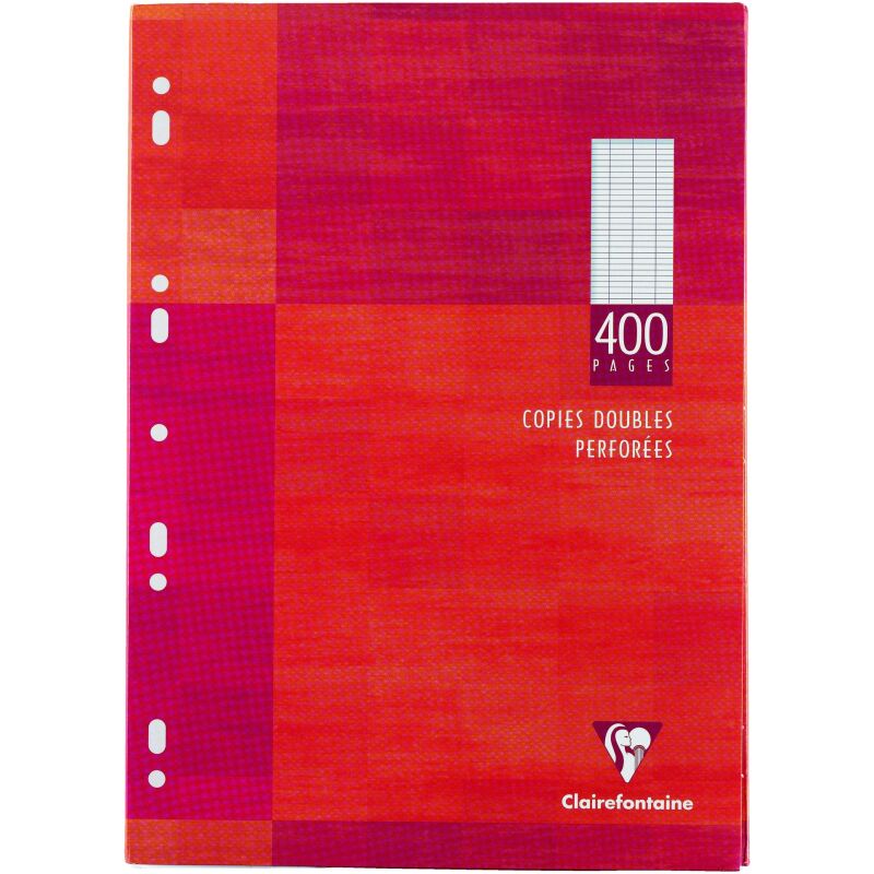 Copies doubles 400 pages séyès 90g format A4 21 x 29,7 cm Metric Clairefontaine - perforées