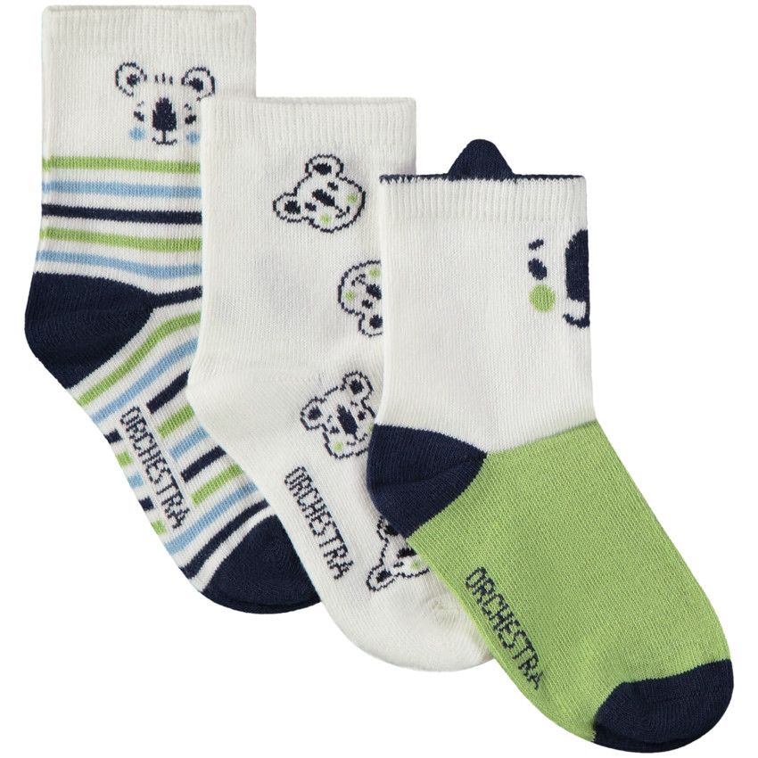 Lot de 3 paires de chaussettes fantaisie pour bébé garçon - Ecru