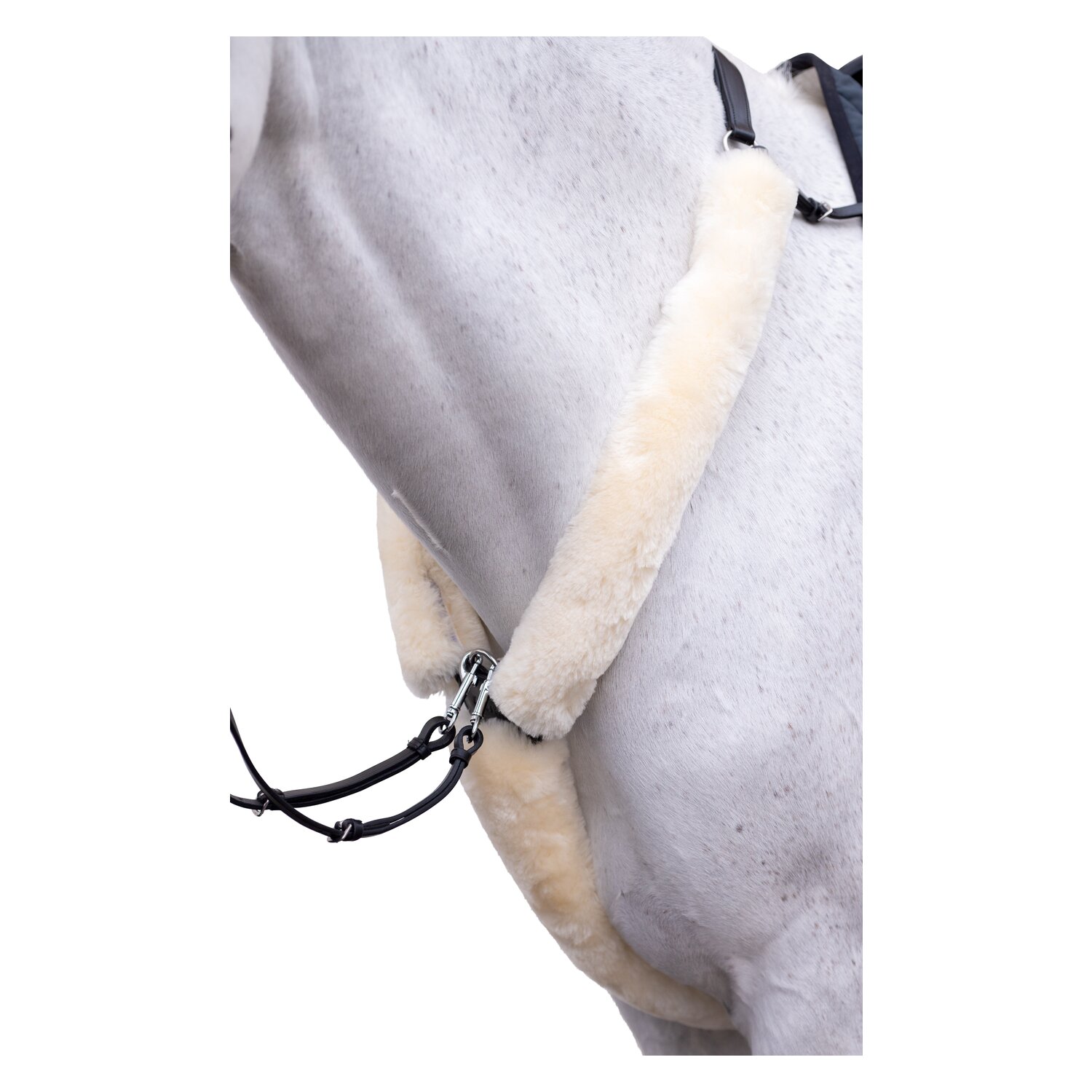 Horse-friends Lammfell-Vorderzeug und Hilfszügelschoner - natur