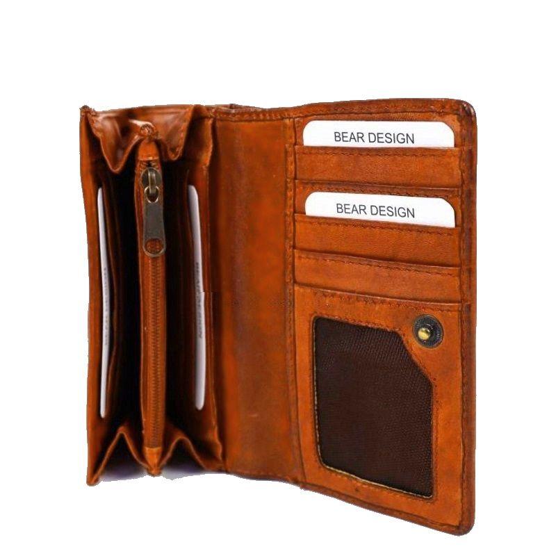 Bear Design Portemonnee Flappie Cognac