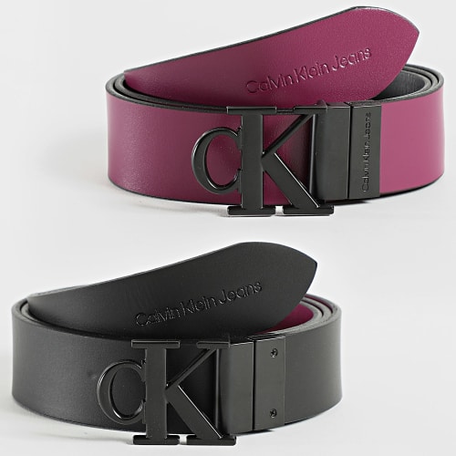 Ceinture Réversible Round Mono 1251 Noir Lilas