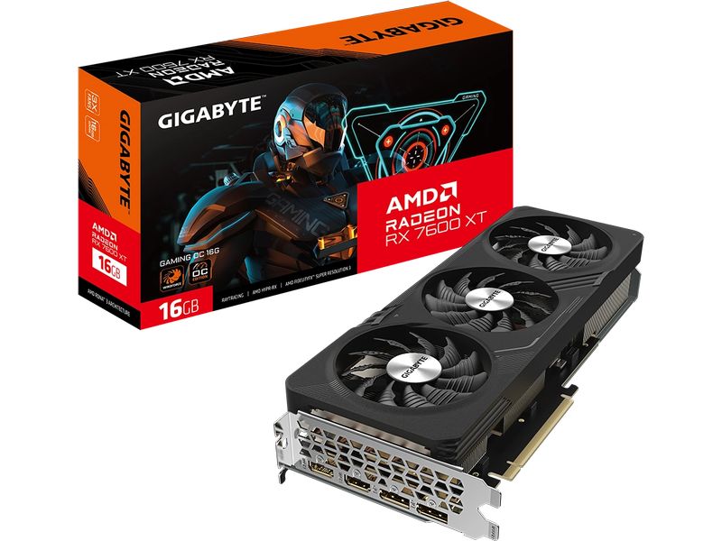 Gigabyte Grafikkarte AMD Radeon RX 7600 XT Gaming OC Gaming Grafikkarte mit 16 GB GDDR6-Speicher