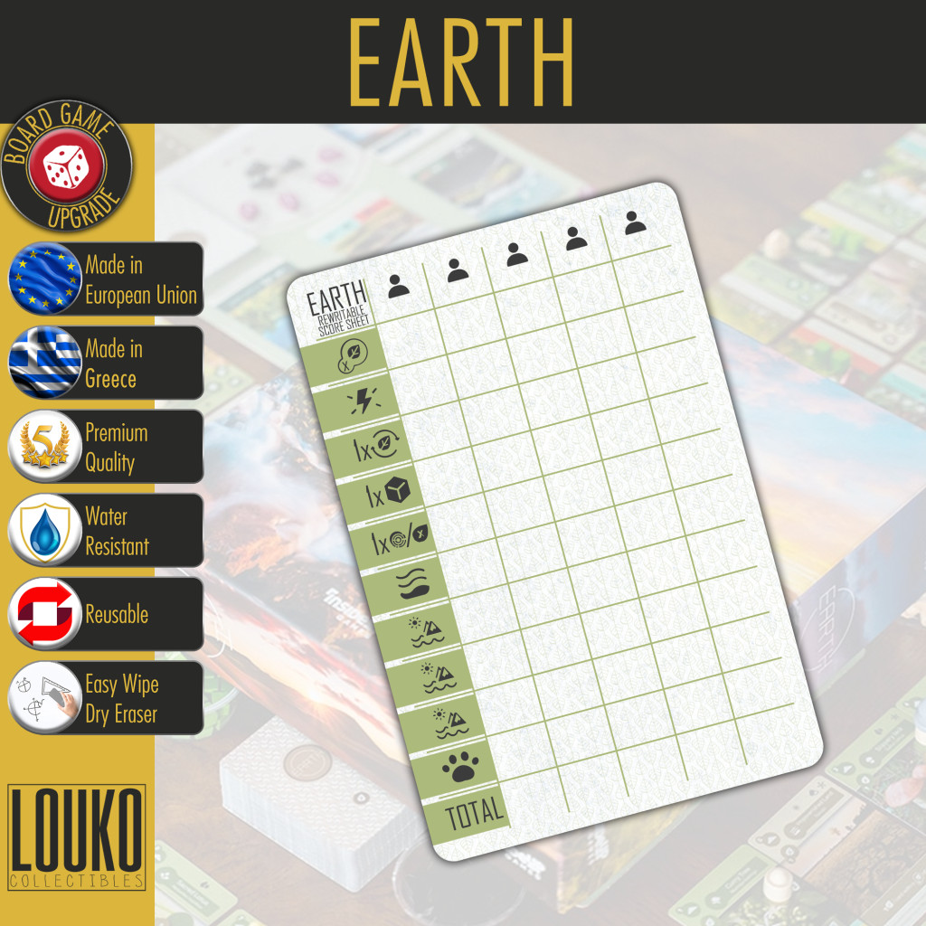 Earth - Feuille de score réinscriptible