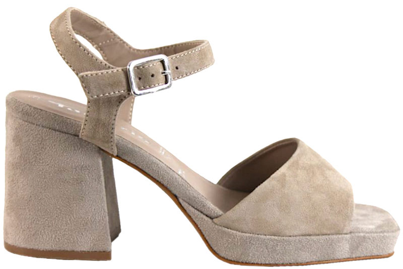 TAMARIS LET BEIGE SANDAL PÅ HÆL I RUSIKND