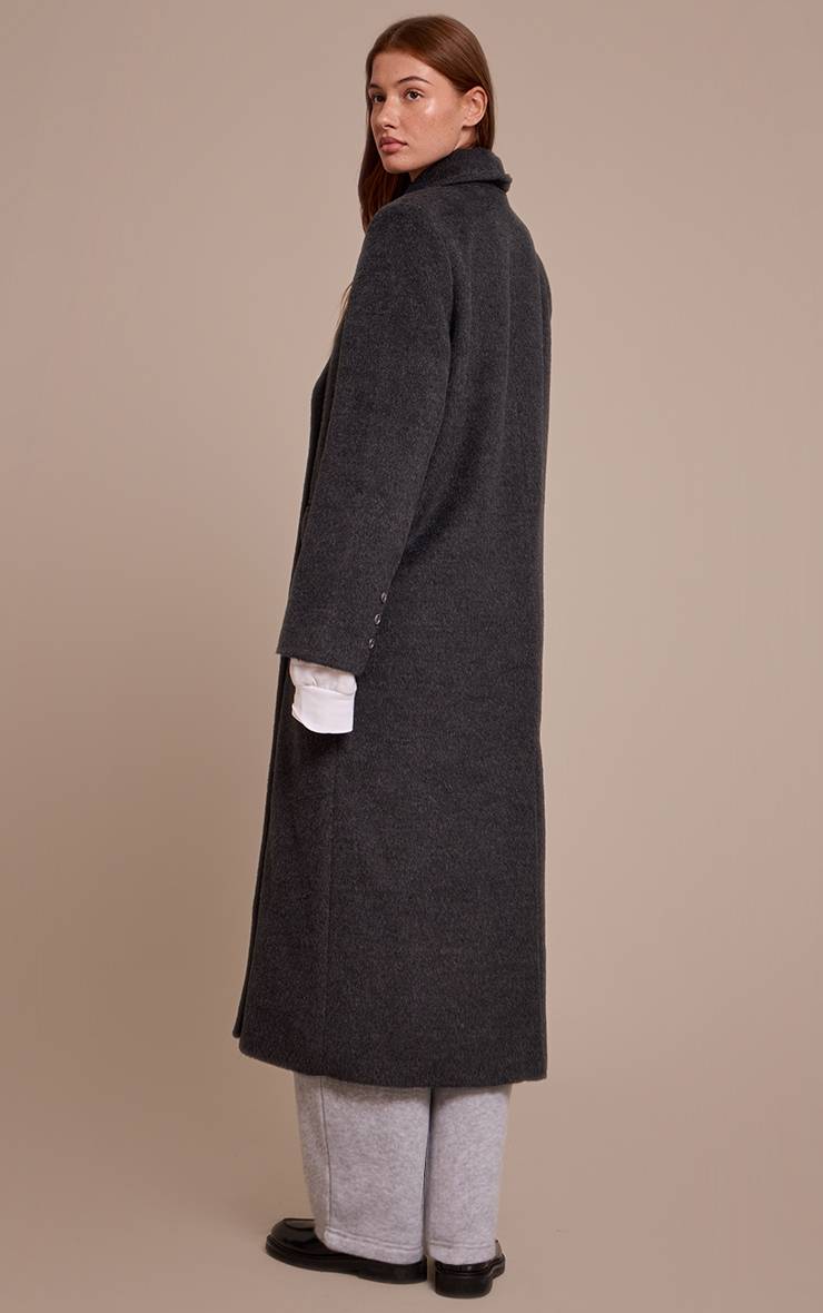 Gris Foncé Manteau Long Structuré En Laine À Double Boutonnage