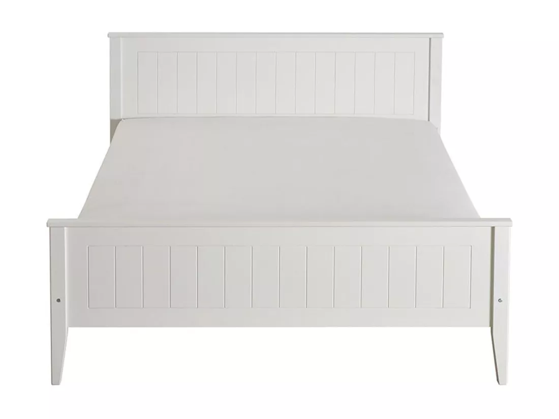 Lit 140x200 en bois Siena, couleur blanche