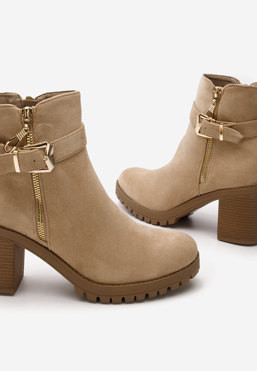 Bottines à gros talon kaki Loria