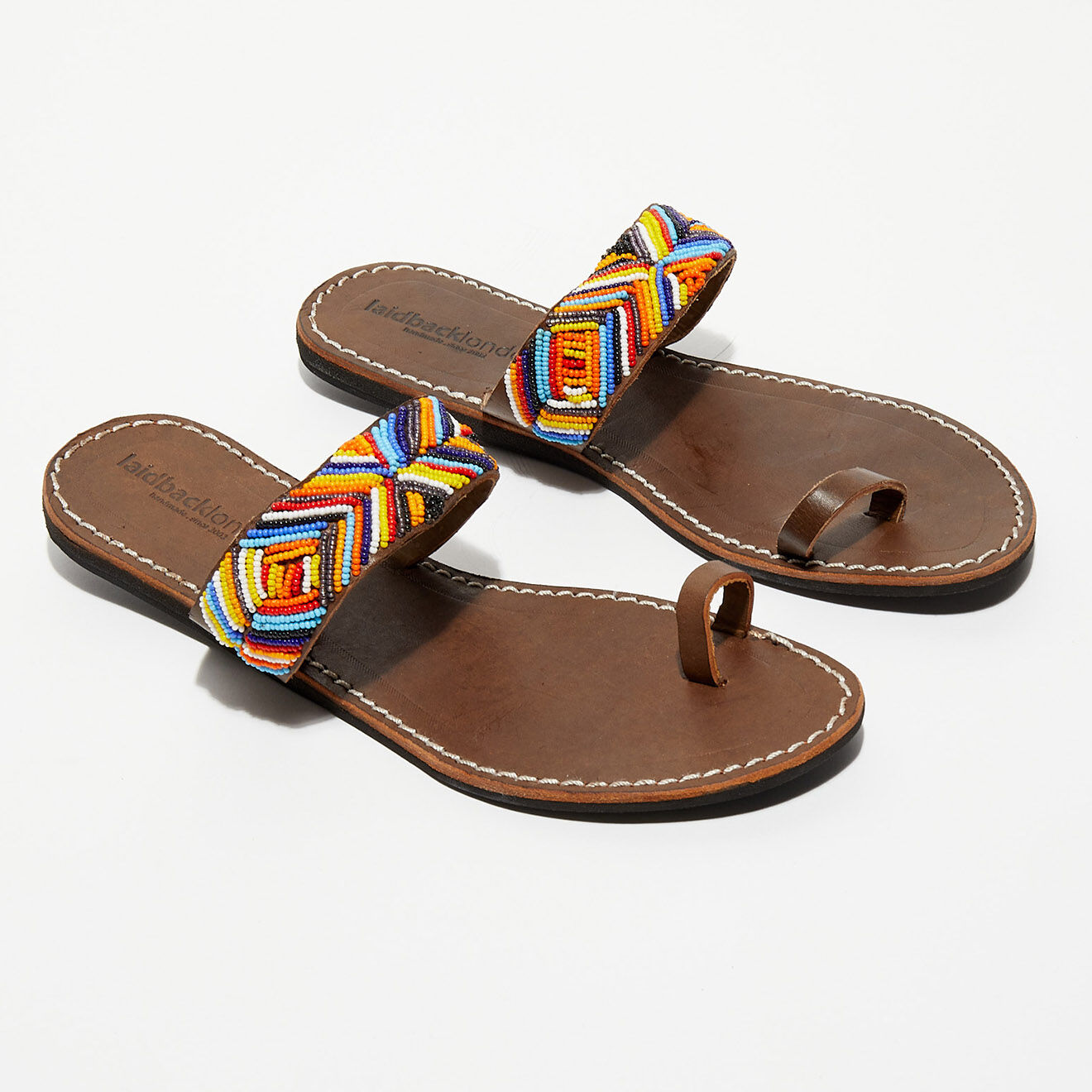 Laidback London Mules en Cuir Mix marron/multicolore