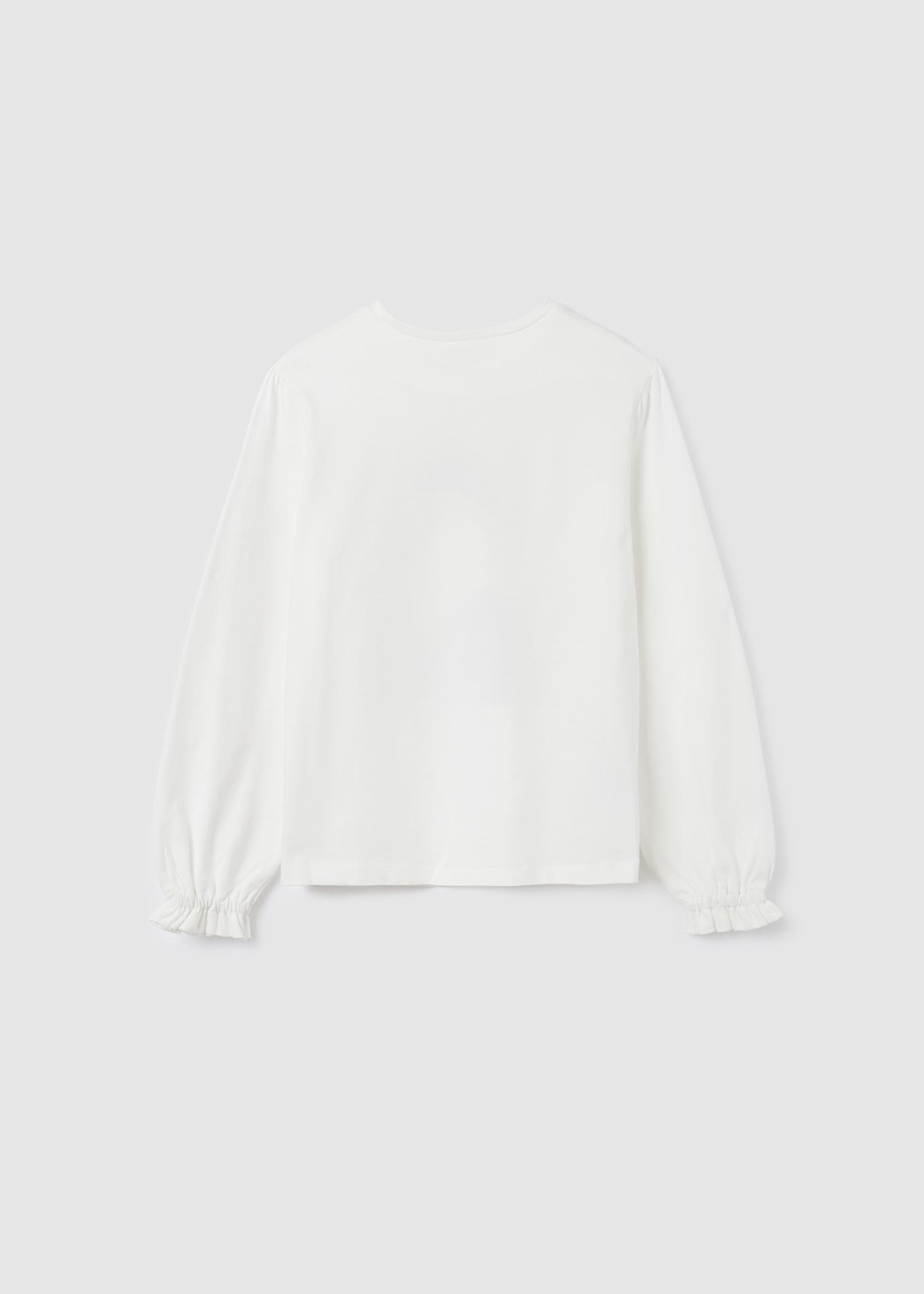 Camiseta de manga comprida para meninas, feita de algodão sustentável.