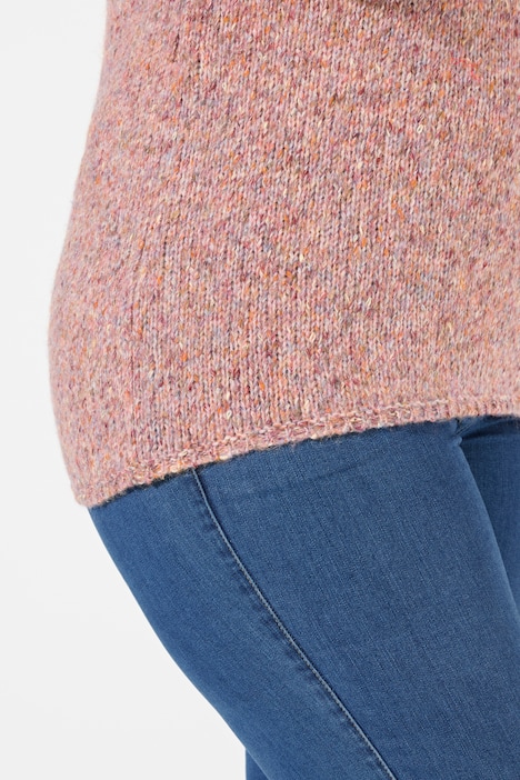 Pullover, melierter Feinstrick, V-Ausschnitt, Langarm