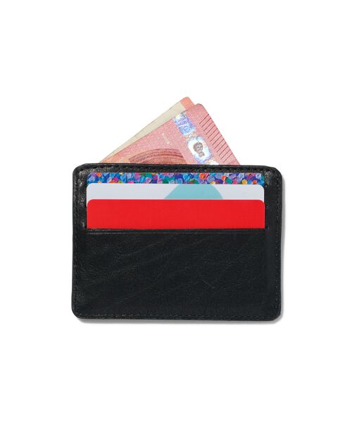 porte-cartes en cuir noir avec blocage RFID