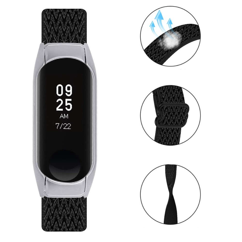 Xiaomi Mi Band 4 / Mi Band 3 Elastisches Nylon Gummi Armband (Gelenkumfang: 140-210mm) - Schwarz