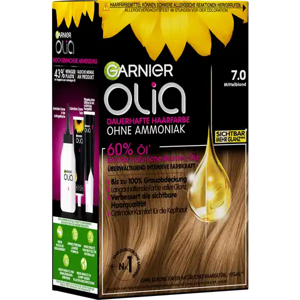 Dauerhafte Haarfarbe Coloration 7.0 Mittelblond