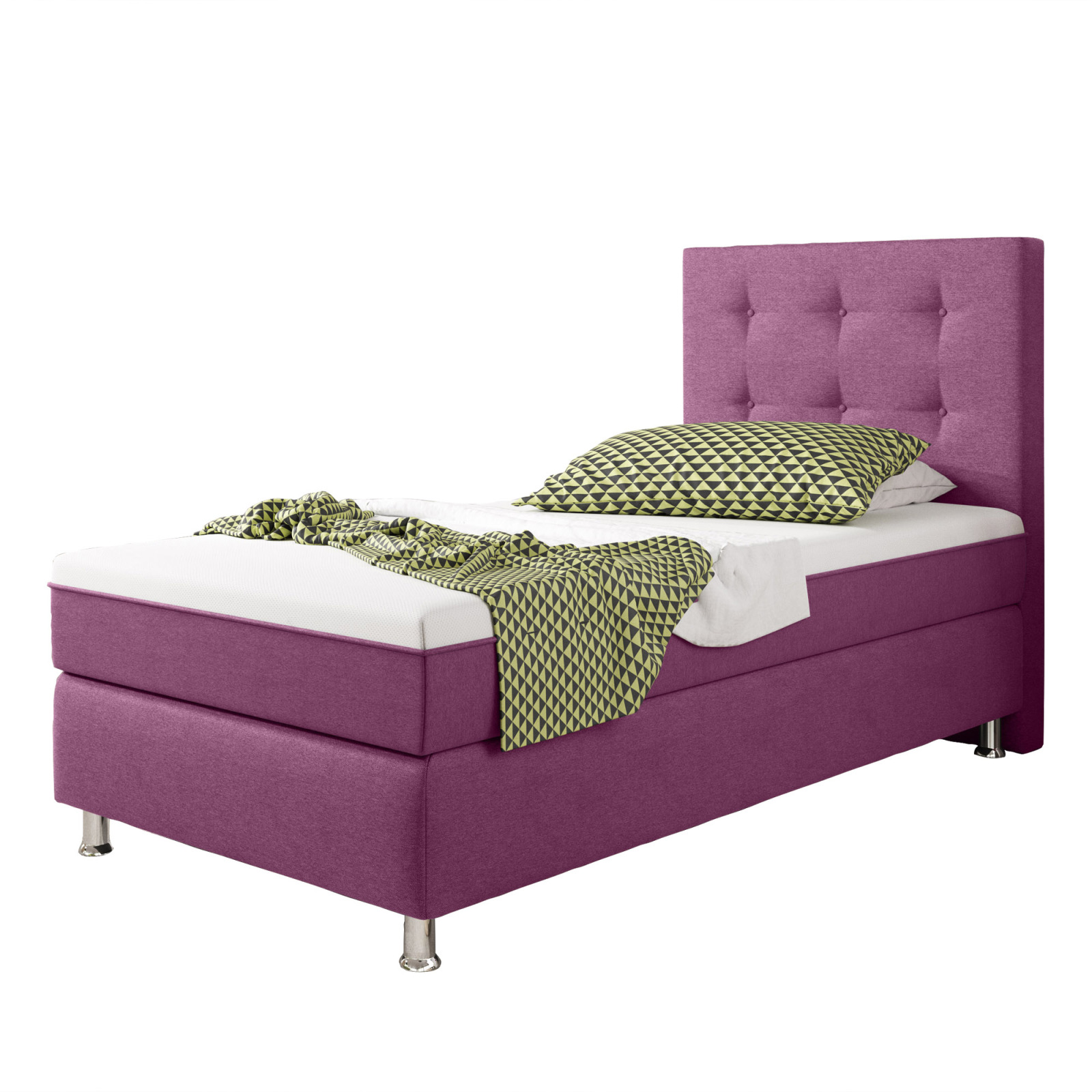 Boxspringbett - pink - H3 - 90x200 cm