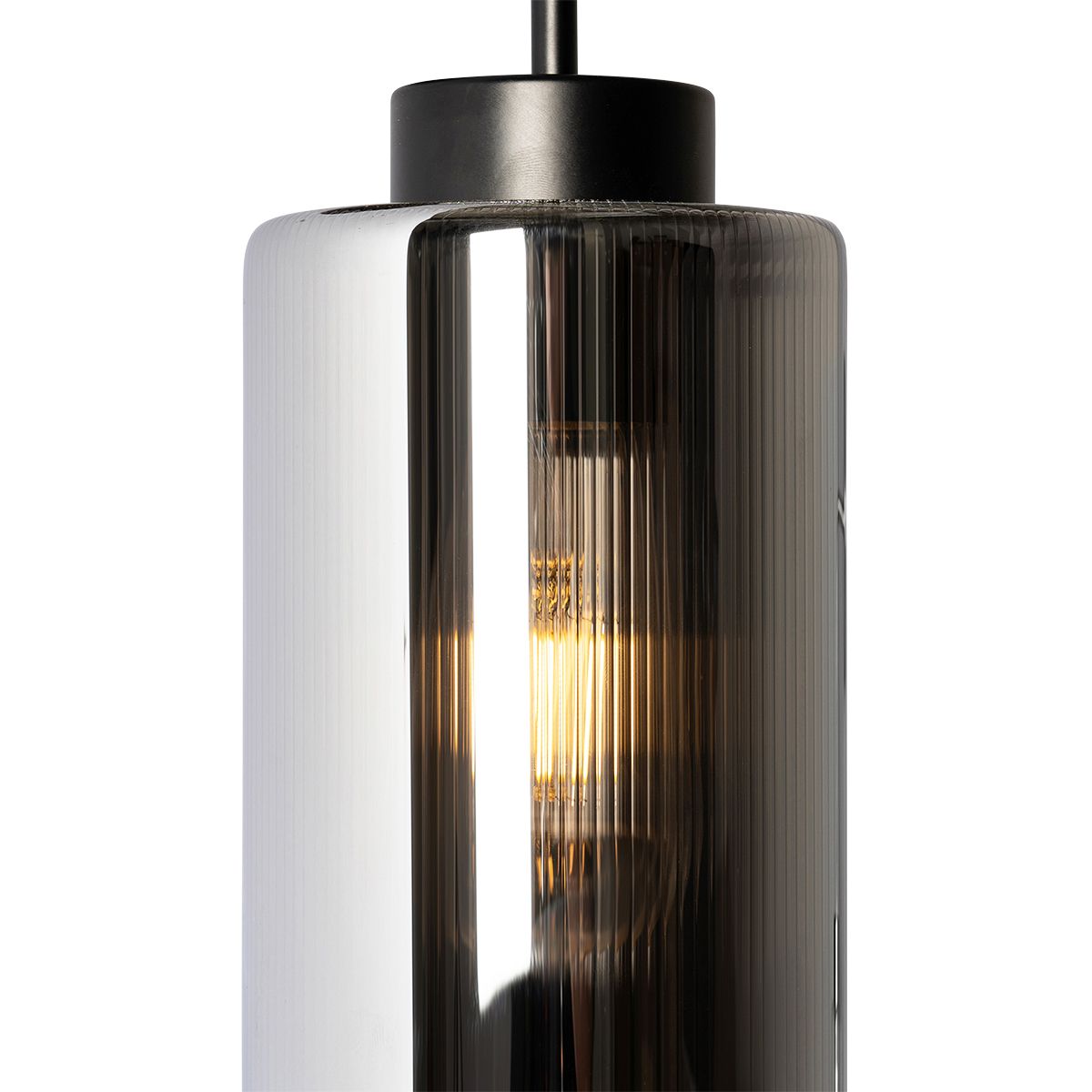 Art Deco wandlamp zwart met smoke glas - Laura