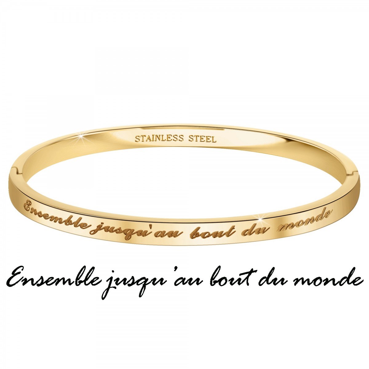 Ensemble jusqu'au bout du monde - Bracelet SC Crystal en Acier Finement doré