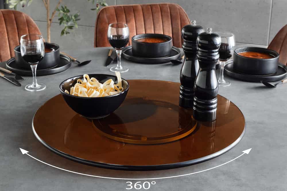 Moderner Drehteller 60cm bernstein Glas 360° drehbare Servierplatte