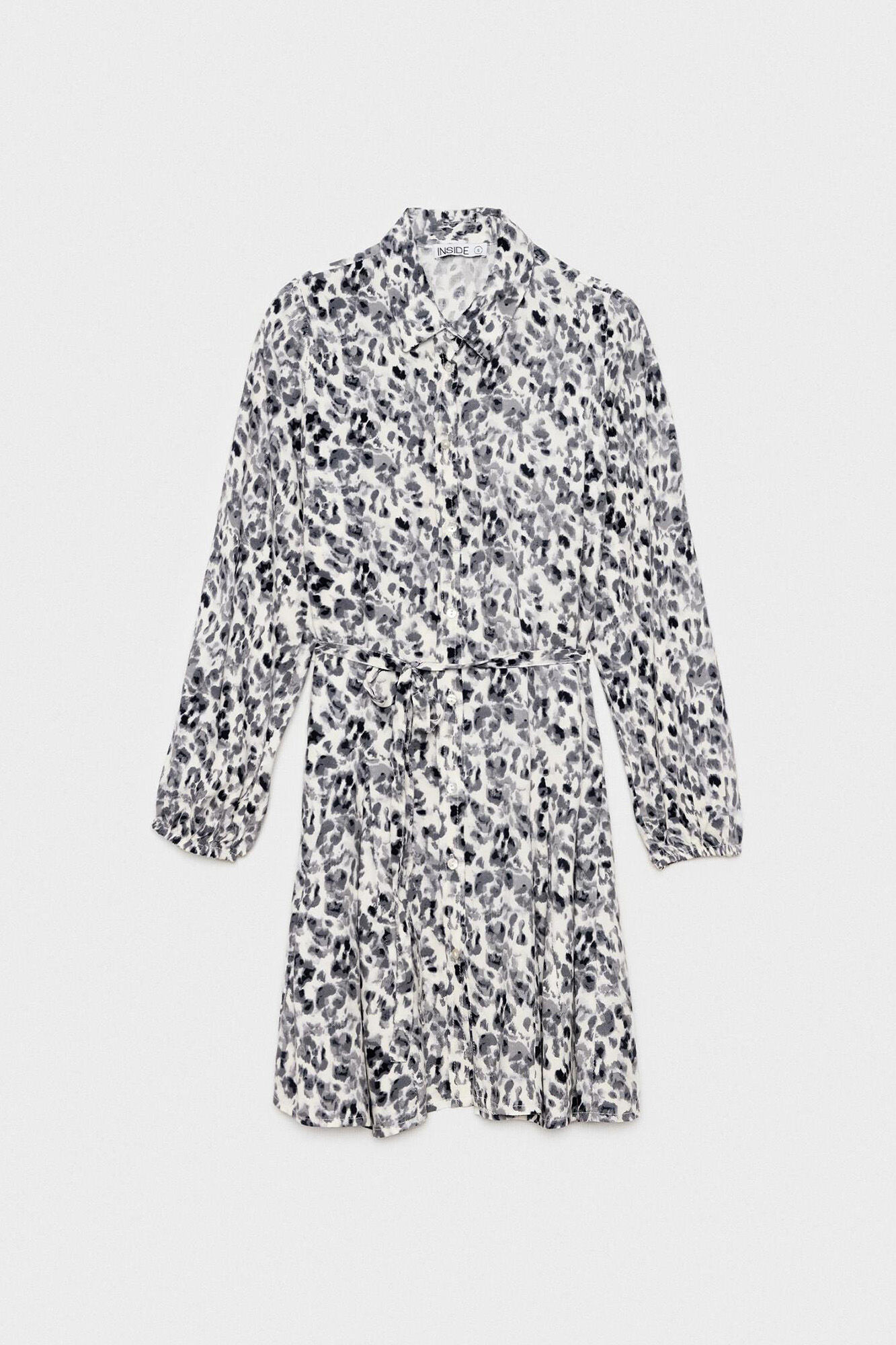 Vestido curto estilo camisa com estampa