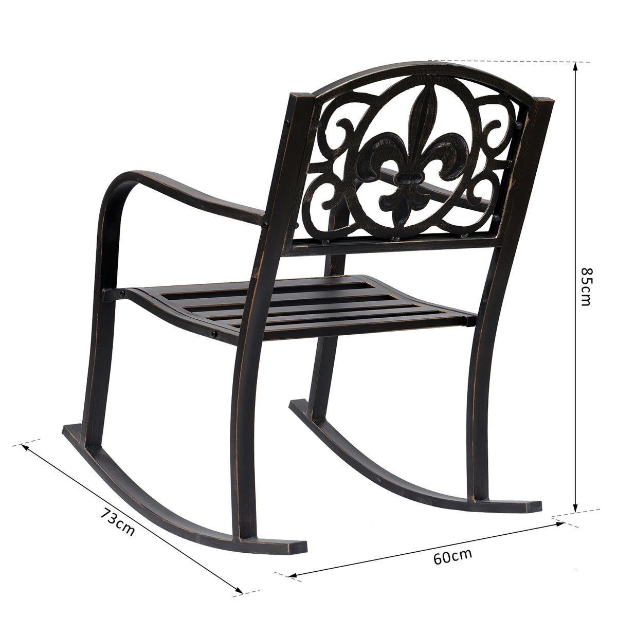 Outsunny schommelstoel, B60 x D73 x H85cm, metaal, brons