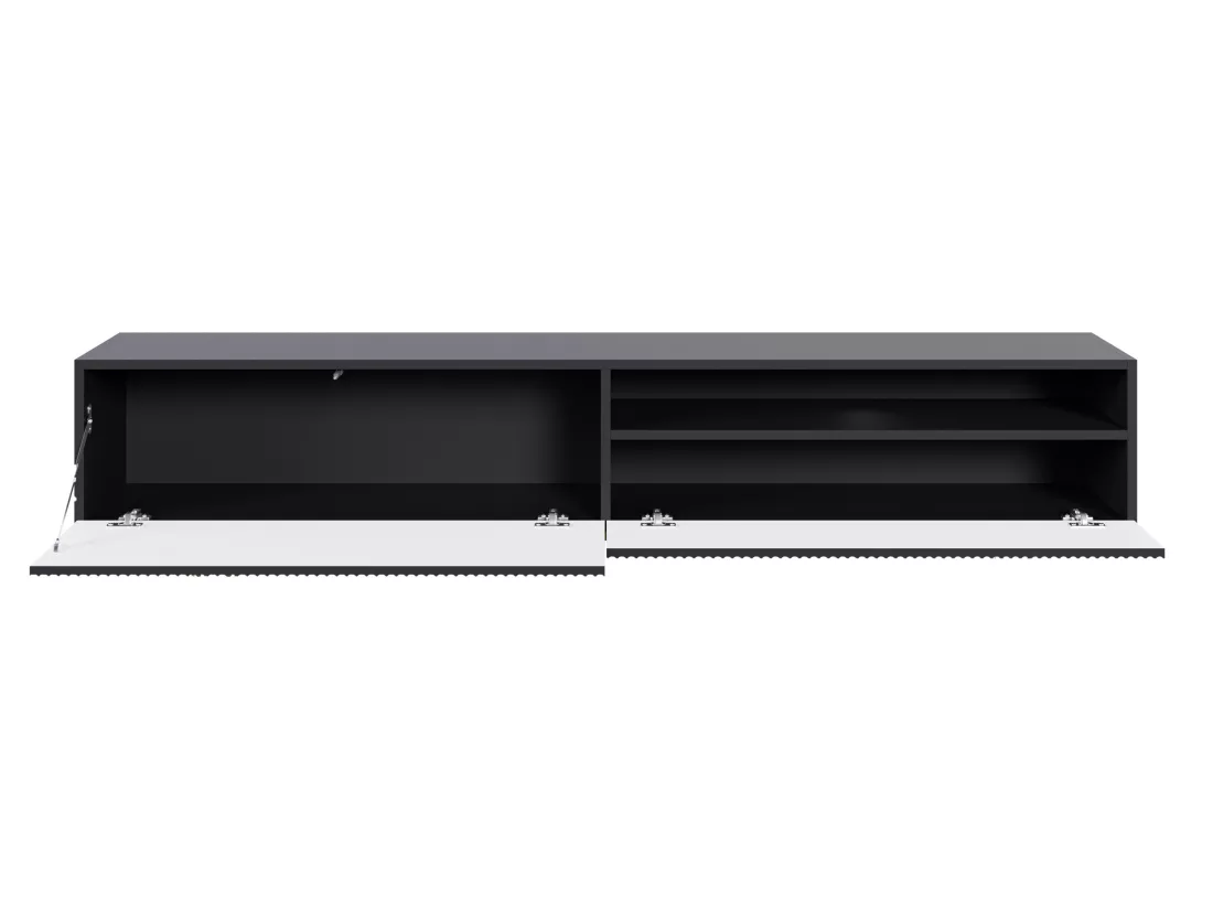 Meuble TV - 175 cm - suspendue avec niche - noir - VELDIO