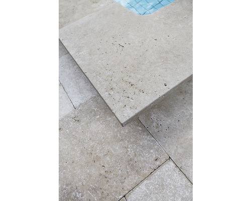 FLAIRSTONE Zwembadrand Roma hoekstuk 90° beige binnen afgerond 60x37 / 60x37 x 3 cm