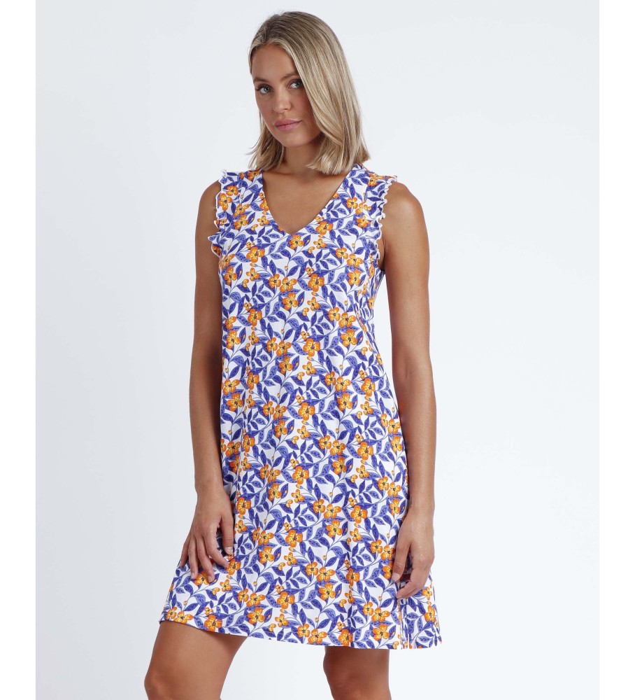 Camisola Admas em tons de malva e laranja.