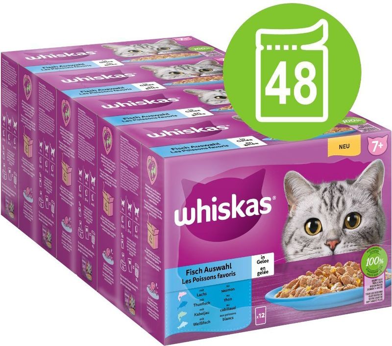 Whiskas - Senior 7+ - Dierensnacks - Diverse Varianten - 48 x 85 g