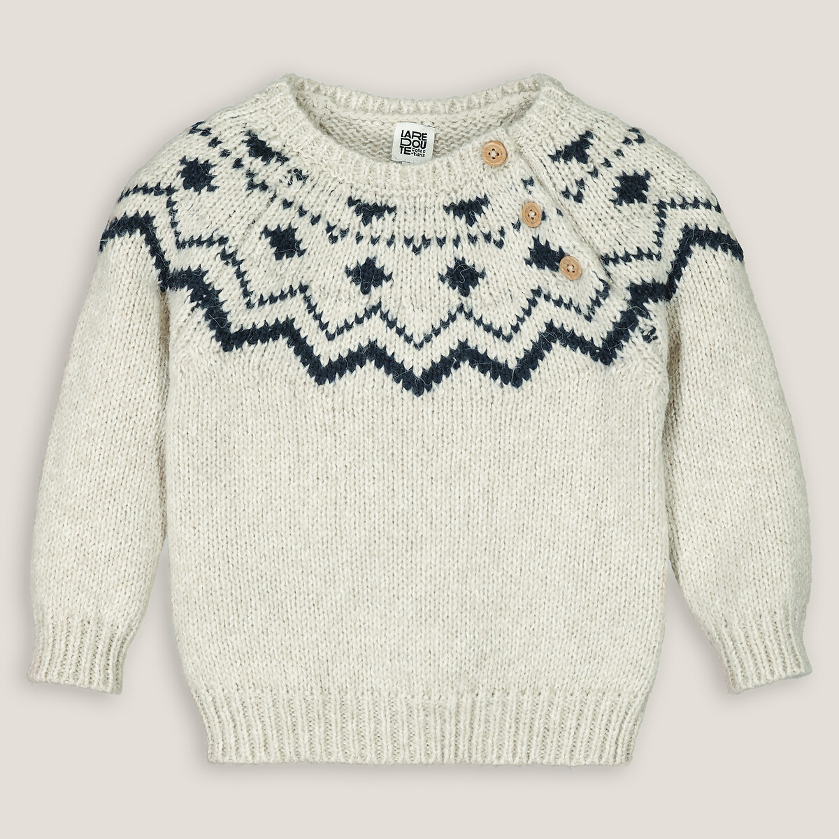 COLEÇÃO LA REDOUTE<br>Suéter de gola redonda em malha fina com padrão jacquard