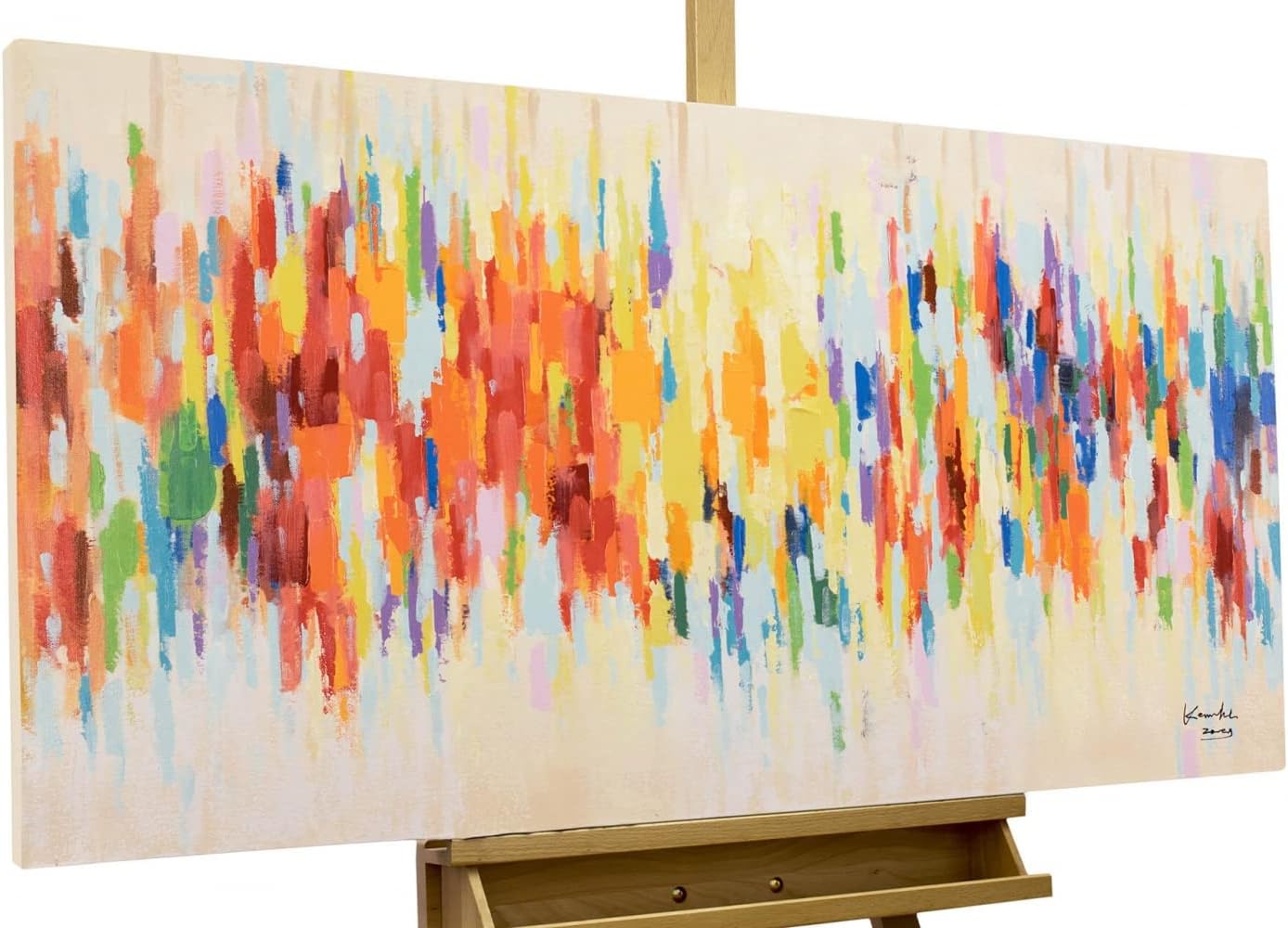 KunstLoft Leinwandbild | 100% HANDGEMALT | 120x60cm | Gemälde 'Weekend Happiness' | Abstrakt | Bunt | Wandbild Wohnzimmer