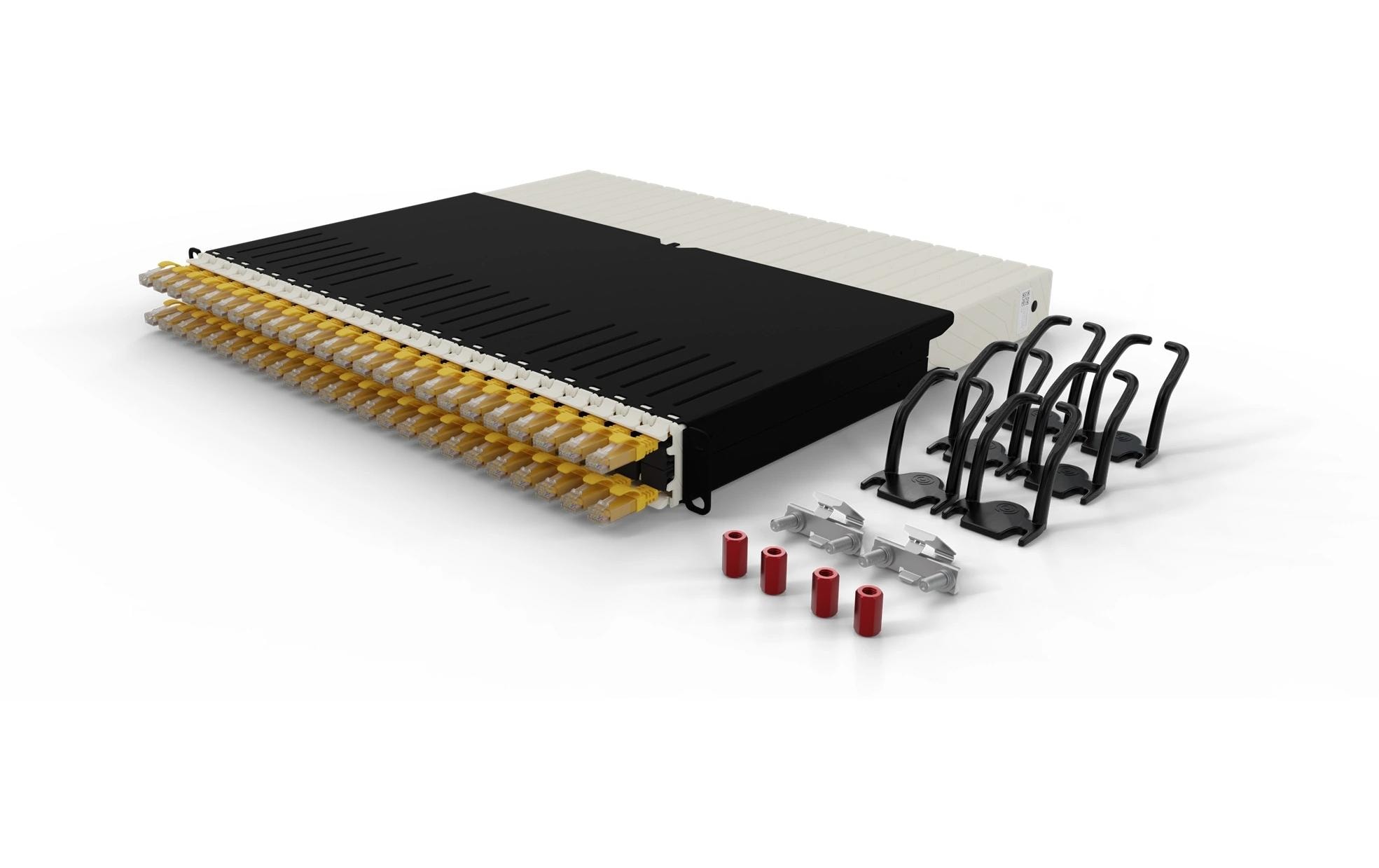 patchbox.one / 8RU / Cat 6A, UTP, 0.8 m, Gelb<br>All-in-One Lösung für Ordnung im Netzwerkschrank